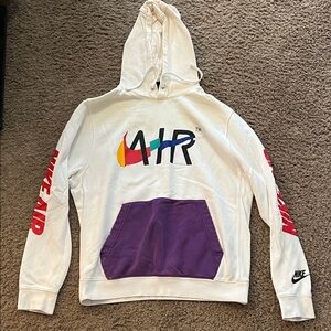 Nike Air White Hoodie with Purple and Red Accents